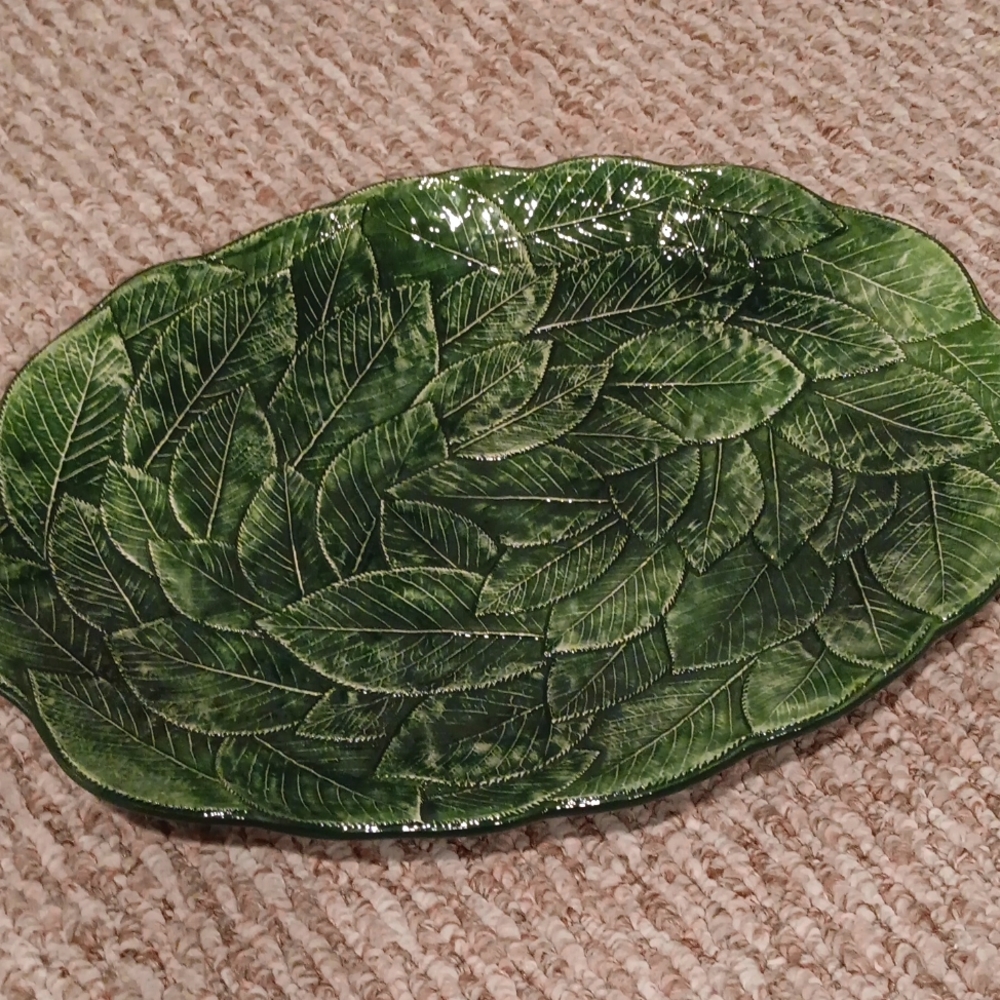 Vintage Italian Vietri Foglia Leonardo Lemon Leaf platter